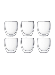 80ml 6-Piece Set Glass Double Wall Everyday Drinkware Glass, Clear