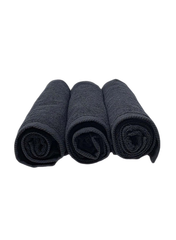 Lushh Cotton Bath Towel Set, 3 Pieces, Black