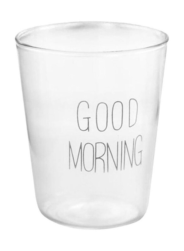 

Lushh 400ml Good Morning Printed Glass, Clear/Black