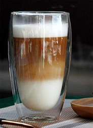 1Chase 2-Piece Double Wall Borosilicate Glass Coffee Tea Cup Set, White