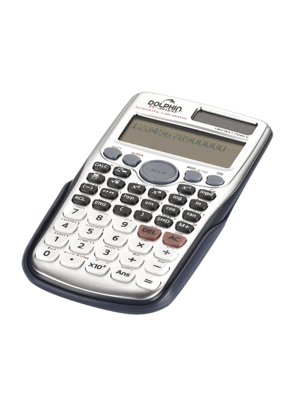 Dolphin 12-Digit Scientific Calculator, Silver/Grey