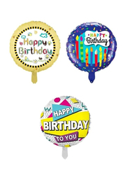 18 Inch Happy Birthday 4 Aluminium Foil Balloon, 3 Piece, Multicolour, Ages 3+