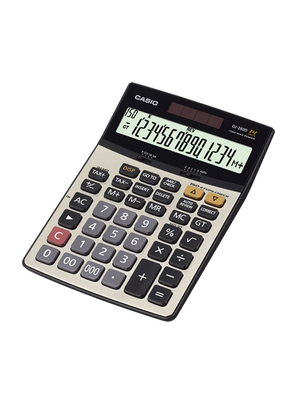 Casio 14-Digit Office Calculator, DJ240D, Silver/Black