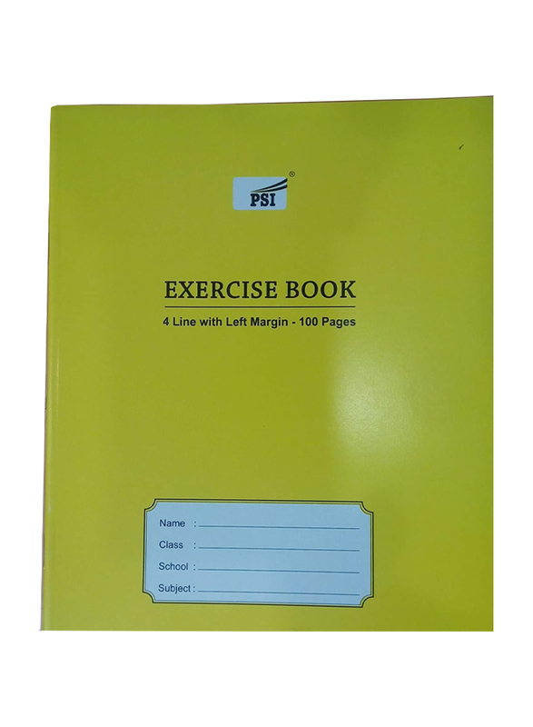 PSI 4 Lines Exercise Notebook, 100 Pages, Yellow