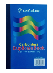 Sinarline Carbonless Duplicate Book, 2 Ply, 50 Sheets, 21.6 x 14cm, A5 Size, 6 Pieces, Blue