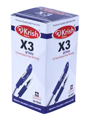 Krish 50-Piece X3 Extra Fine Writing Ball Pens Set, 0.7mm, Blue