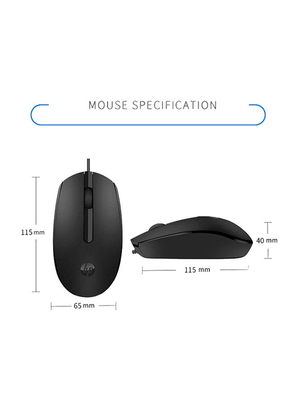 HP M10 Wired Optical Mouse, Black