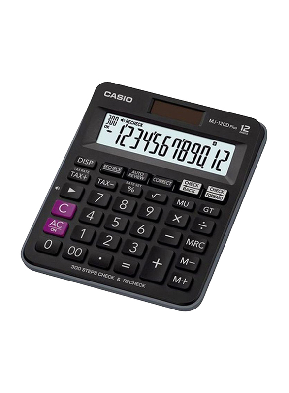 Casio 12-Digit Office Calculator, MJ120D Plus, Black