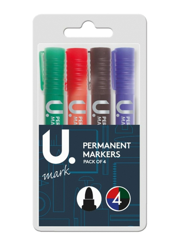 U Mark 4-Piece Permanent Marker, Multicolor