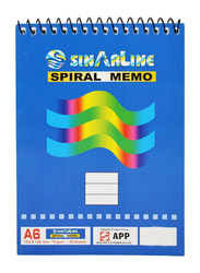 Sinarline Spiral Memo Pad, 50 Sheets, A6 Size, 12 Pieces, Blue