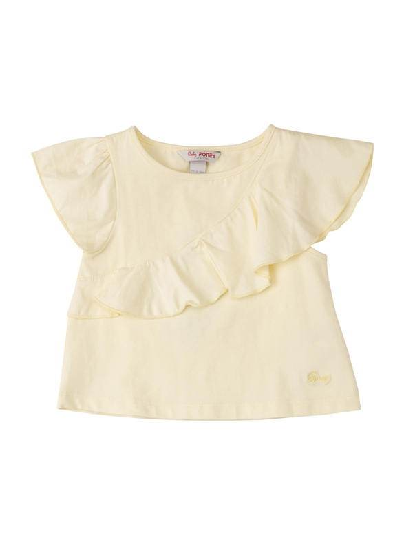 Poney Short Sleeve Blouse Top for Girls, 1-2 Years, Yellow