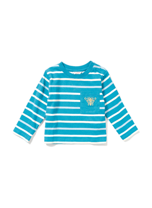 Poney Long Sleeve Tee for Boys, 0-6 Months, Blue
