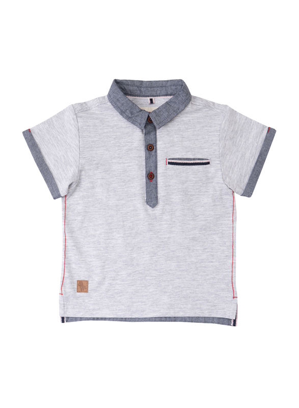 Poney Short Sleeve Polo Shirt for Boys, 5-6 Years, Grey