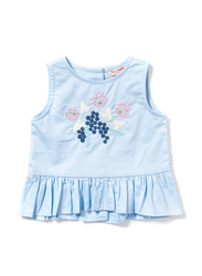 Poney Sleeveless Blouse Top for Girls, 4-5 Years, Blue
