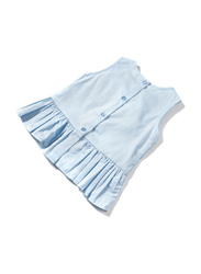 Poney Sleeveless Blouse Top for Girls, 0-6 Months, Blue