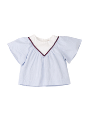 Poney Short Sleeve Blouse Top for Girls, 1-2 Years, Blue