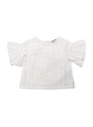 Poney Short Blouse Sleeve Top for Girls, 12-18 Months, White