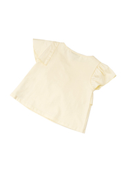 Poney Short Sleeve Blouse Top for Girls, 1-2 Years, Yellow