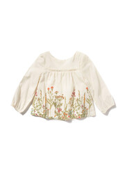 Poney Long Sleeve Blouse Top for Girls, 9-10 Years, Beige