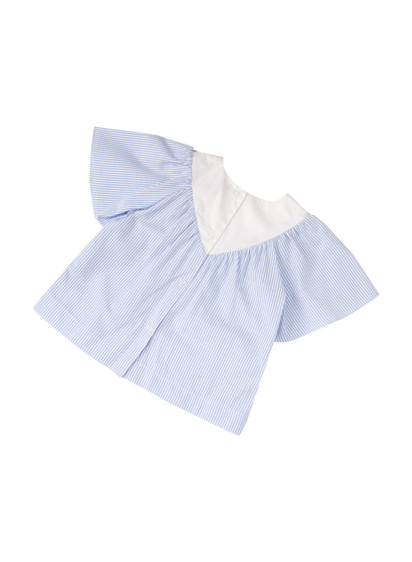 Poney Short Sleeve Blouse Top for Girls, 1-2 Years, Blue