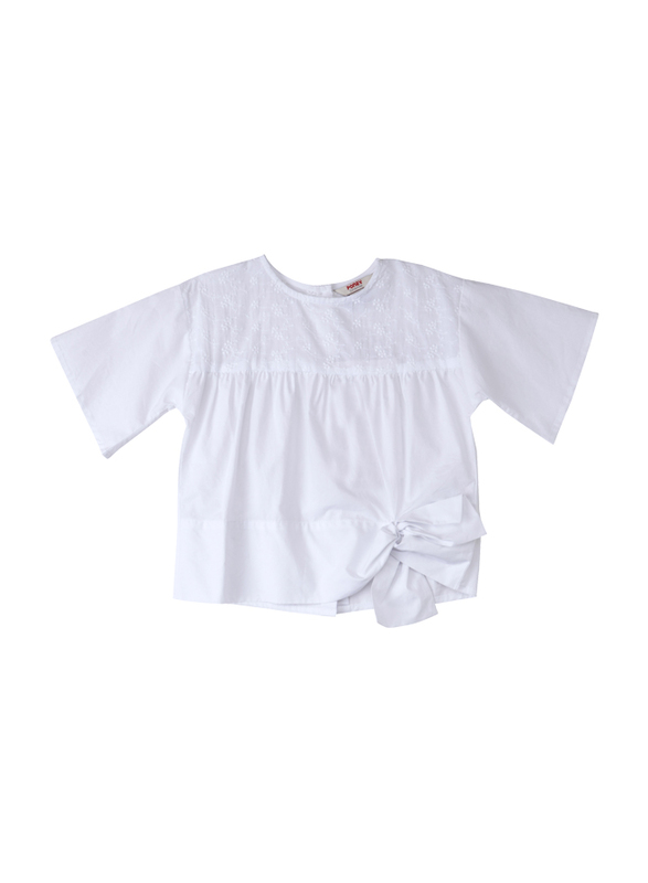 Poney Short Sleeve Blouse Top for Girls, 5-6 Years, White