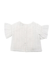 Poney Short Blouse Sleeve Top for Girls, 12-18 Months, White