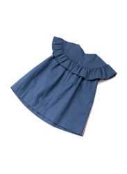 Poney Short Sleeve Dress for Girls, 6-12 Months, Blue