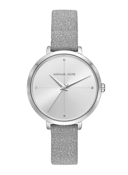 Michael Kors Charley Analog Watch for Women with Leather Band, Water Resistant, MK2793, Silver