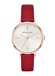 Michael Kors Jayne Analog Watch for Women with Leather Band, Water Resistant, Red-White