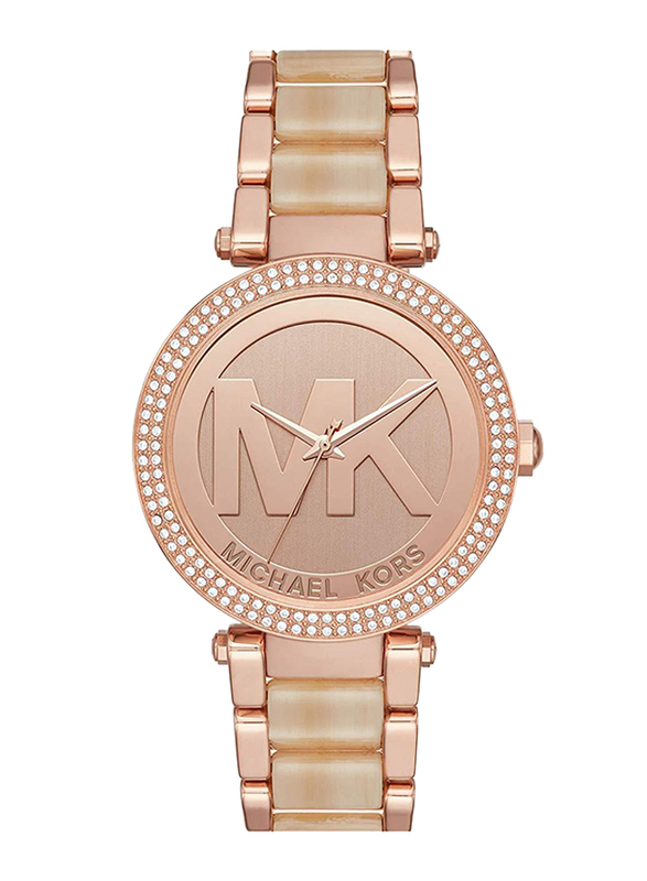 Michael Kors Parker Analog Watch for Women with Stainless Steel Band, Water Resistant, MK6530, Rose Gold
