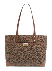 Calvin Klein Teodora Jacquard Front Pocket Tote for Women, Chocolate Brown