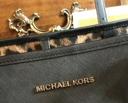 Michael Kors Jet Set Travel Leather Large Drawstring Tote Bag for Women, Black