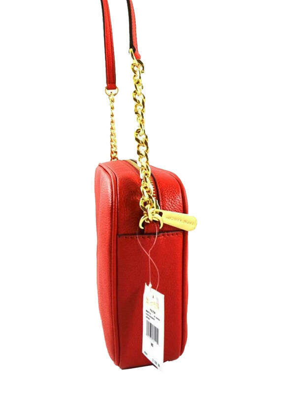 Michael Kors Leather Fulton Crossbody Bag for Women, Red