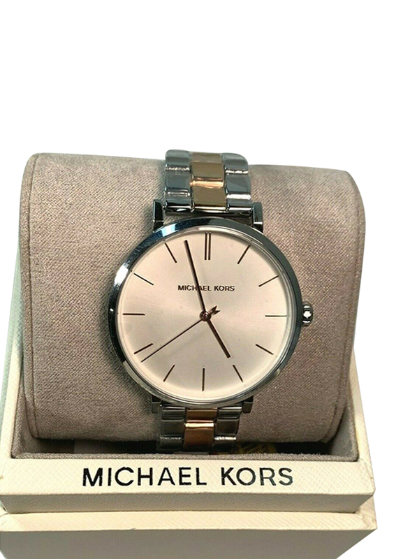 Michael Kors Jaryn Analog Watch for Women with Stainless Steel Band, Water Resistant, Gold/Silver-Beige