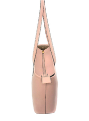 Michael Kors Jet Set Travel Leather/Fabric Medium Top Zip Tote Shoulder Bag for Women, Scarlet Pink