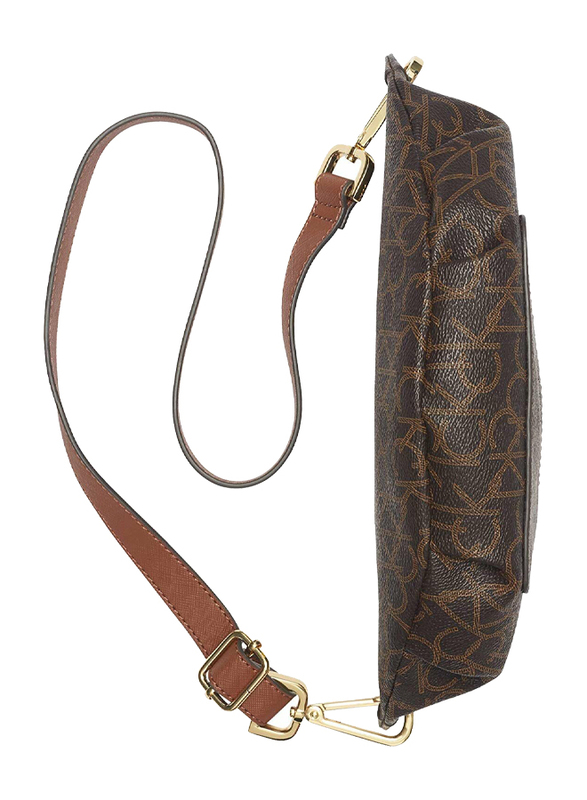 Calvin Klein Sonoma Signature Monogram Belt Bag for Women, Brown/Black