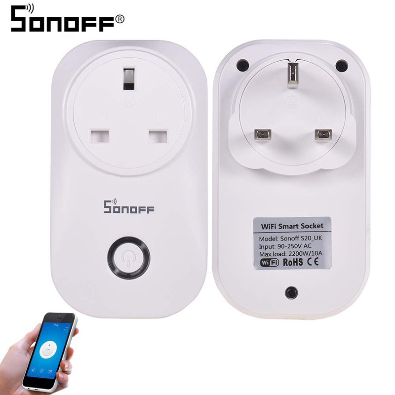 Sonoff S20 10A 2200W Wireless Smart UK Plug Socket, White