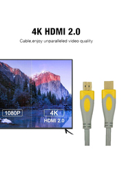 UK Plus 5-Meter 4K HDMI Cable, HDMI Male to HDMI for UHD TV/Blu-Ray/Xbox/PS4/PS3/PC, Grey/Yellow