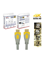 UK Plus 3-Meter 4K HDMI Cable, HDMI Male to HDMI for UHD TV/Blu-Ray/Xbox/PS4/PS3/PC, Grey/Yellow