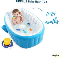 Baby Inflatable Bathtub, UK Portable Infant Toddler Bathing Tub Non Slip Travel Bathtub Mini Air Swimming Pool Kids Thick Foldable Shower Basin