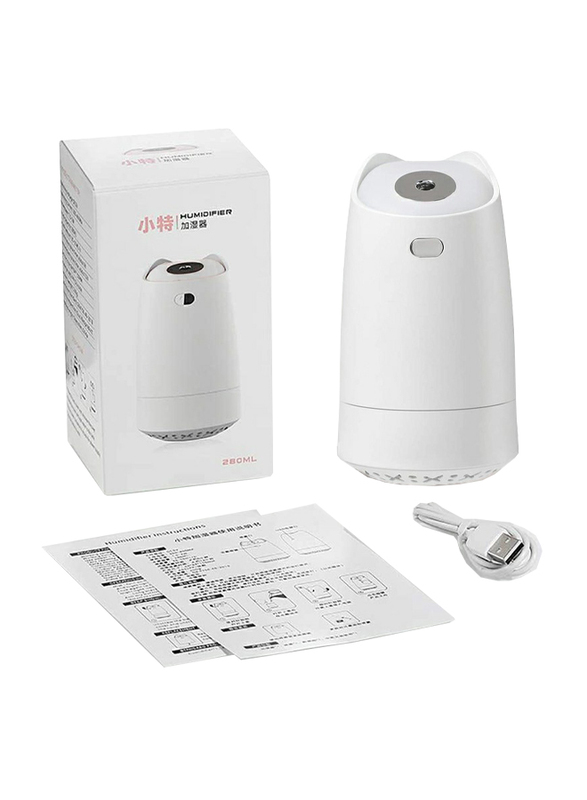 UK Plus Mini Humidifier, Aroma Diffuser, 280ml, with USB Charge and Eye Friendly Multi-Light Night, White
