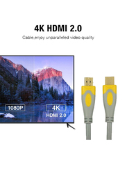 UK Plus 1.5-Meter 4K HDMI Cable, HDMI Male to HDMI for UHD TV/Blu-Ray/Xbox/PS4/PS3/PC, Grey/Yellow