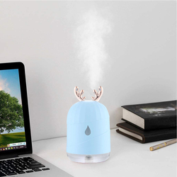 UK Plus Cute Deer Horn Air Purifier, Aroma Diffuser, 300ml, with USB Charge and Eye Friendly Multi-Light Night, Blue