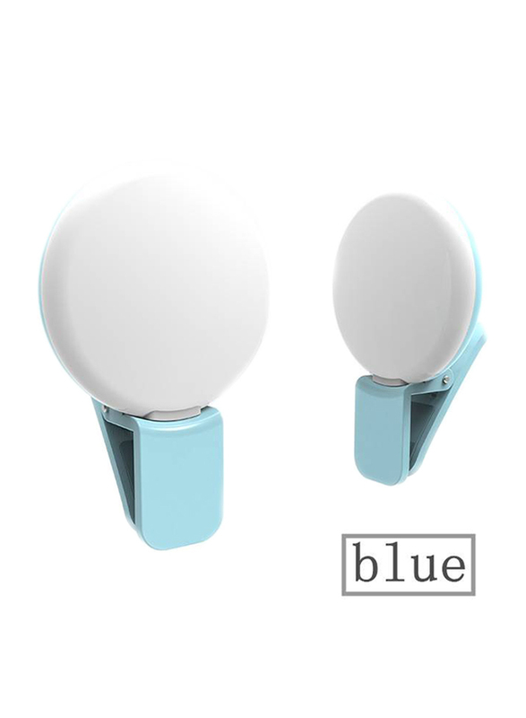 UK Plus Portable Mini Rechargeable Selfie Ring Light for Smartphones, Blue