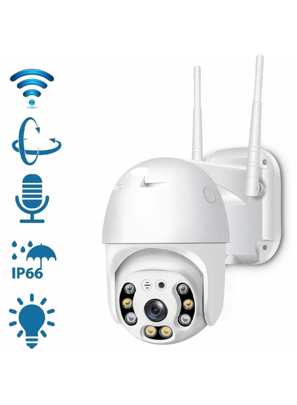 UK Plus Outdoor Full HD 1080P CCTV PTZ 2.4G WiFi/Wireless Home & Office Security Camera Surveillance, White