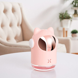 UK Plus Mini Bunny Shape Humidifier, 350ml, with USB Charge and Eye Friendly Multi-Light Night, Pink