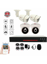 UK Plus DIY 1080p Full HD 4CH Home & Office Security Surveillance CCTV AHD Kit, with 2 Dome Indoor and 2 Bullet Outdoor Camera, 2 MP, White