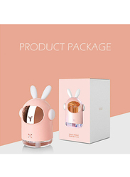 UK Plus Mini Bunny Shape Humidifier, 350ml, with USB Charge and Eye Friendly Multi-Light Night, Pink