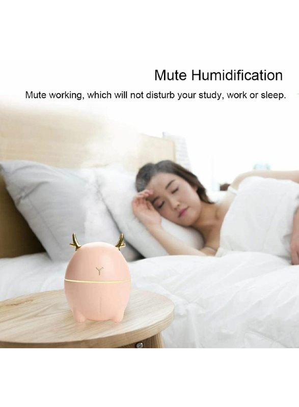 UK Plus Portable Humidifier, 200ml, Aroma Essential Oil Diffuser and USB Charging, Cute Deer-Shaped, White