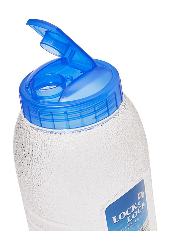 Lock & Lock 1.5 Ltr Plastic Water Bottle with Lid, 9.5 x 26.7cm, Clear/Blue